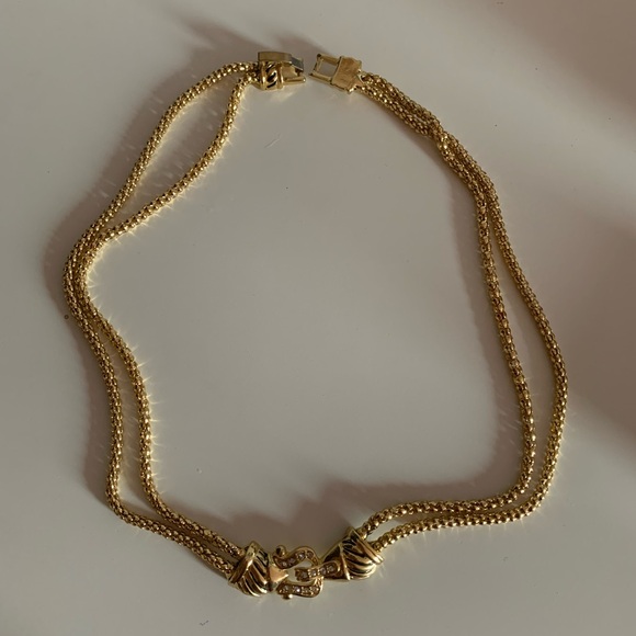 gold horseshoe necklace with rhinestones - Picture 1 of 1